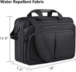 KROSER Laptop Bag Expandable Lightweight Briefcase for 17.3" Laptop Premium Business Work Bag Water-Repellent Messenger Bag with RFID Pockets for School/Travel/Women/Men-Black - Image 3